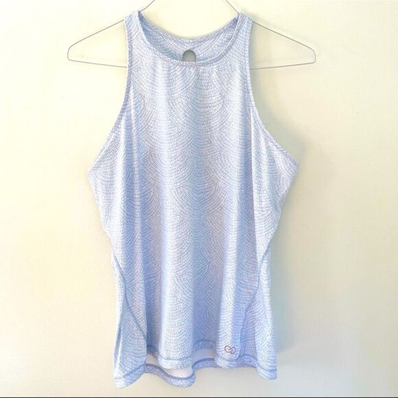 CALIA by Carrie Underwood Tops - CALIA Keyhole Back Tank Top in Texture Stamp Blue M